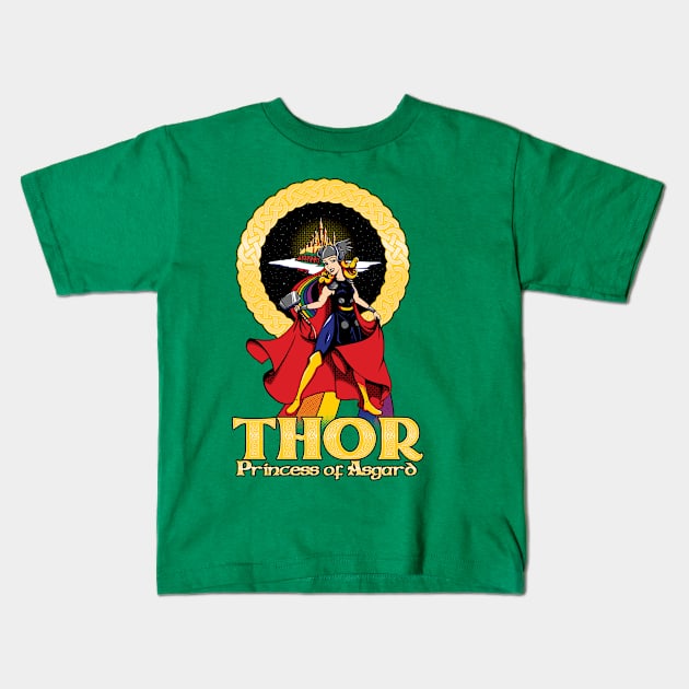 Princess Thor Kids T-Shirt by SpicyMonocle